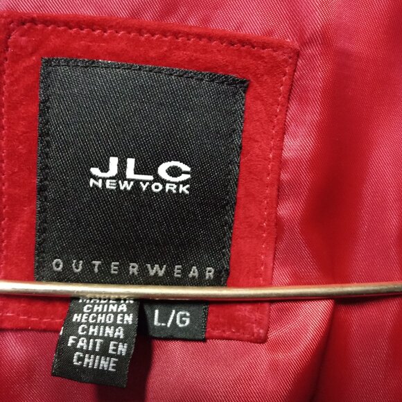 Women's Red Suede Leather Jacket - Picture 5 of 6
